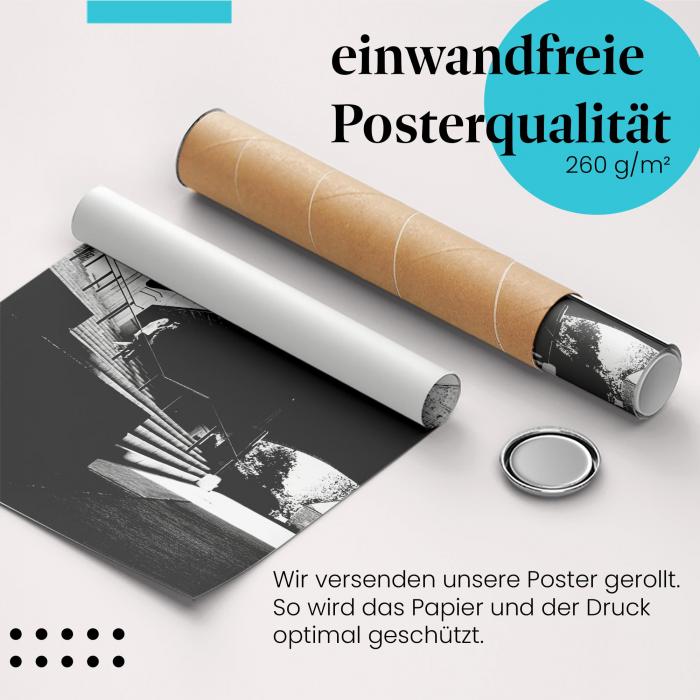 Gerolltes Poster "Skateboard Action", Brücke.