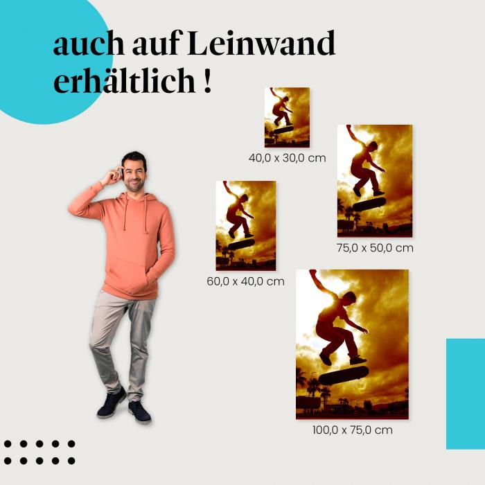 "Freiheit Skateboarden" Leinwand. Finde die ideale Größe für dein Zuhause - setze Akzente!