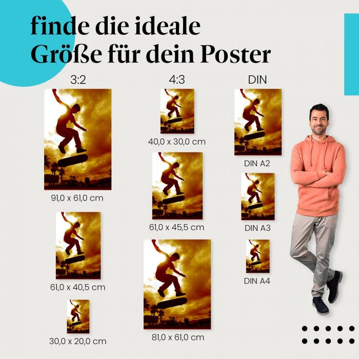 Skateboard Poster: Coole Wanddeko - verschiedene Größen erhältlich.