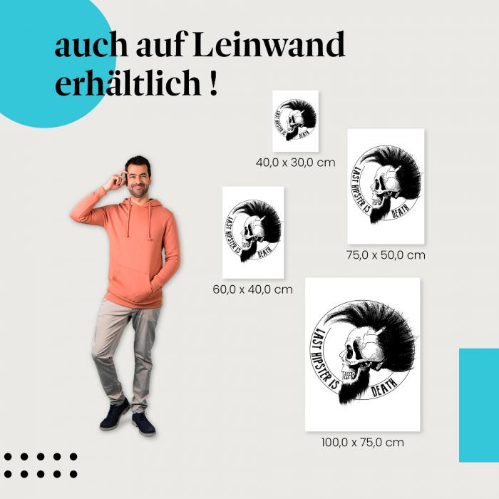"Last Hipster is Death" Leinwandbild in verschiedenen Größen: Ironie für deine Wand!