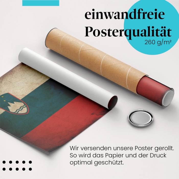 Preview:  Slowenien: Vintage Flagge & Wappen | Postereck 0316