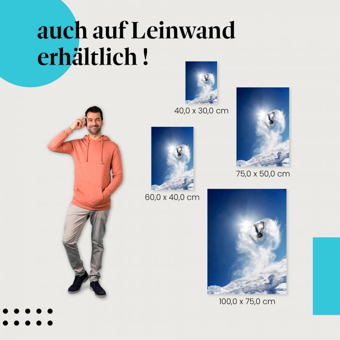 "Snowboard Backflip" Leinwand. Ideale Größe, setze stilvolle Akzente mit Kunst in deinem Zuhause!