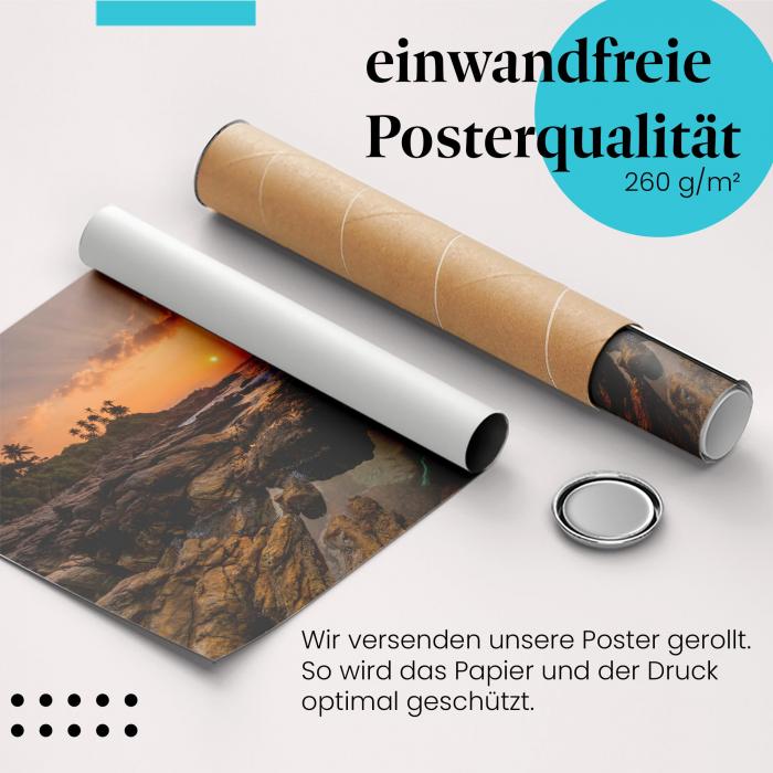 Gerolltes Poster "Dramatischer Sonnenuntergang" - Faszinierende Natur, sicher verpackt.