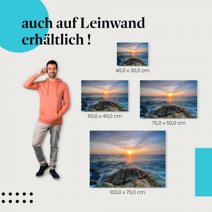 "Goldener Sonnenuntergang über dem Meer" Leinwandbild. Finde die ideale Größe für dein Zuhause & setze Akzente mit Kunst!