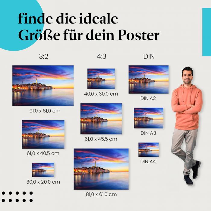 Rovinj, Poster: Kroatien, Sonnenuntergang, Meer.
