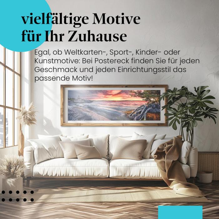 Leinwandbild "Sonnenuntergang am See": Baum, warme Farben - Ruhe & Harmonie.