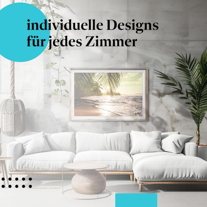 Strandposter: "Goldener Sonnenuntergang" - Palmenstrand im warmen Licht