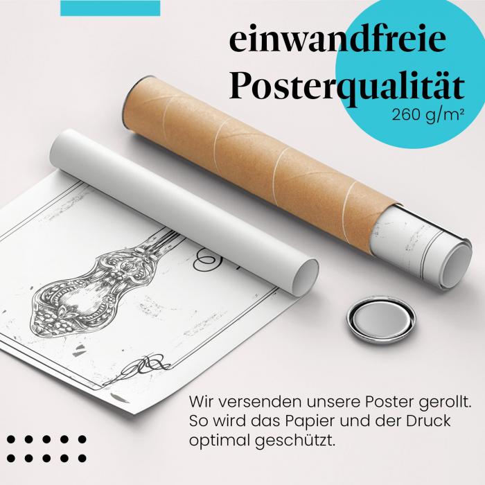 Gerolltes Poster "Bon Appetit". Italienisches Essen, sicher verpackt.