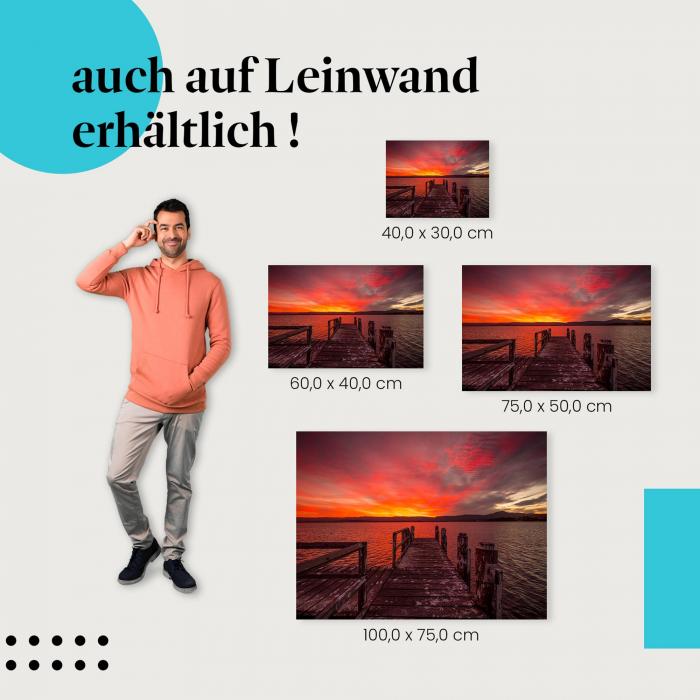 Steg: Leinwandbild. See, Sonnenuntergang.