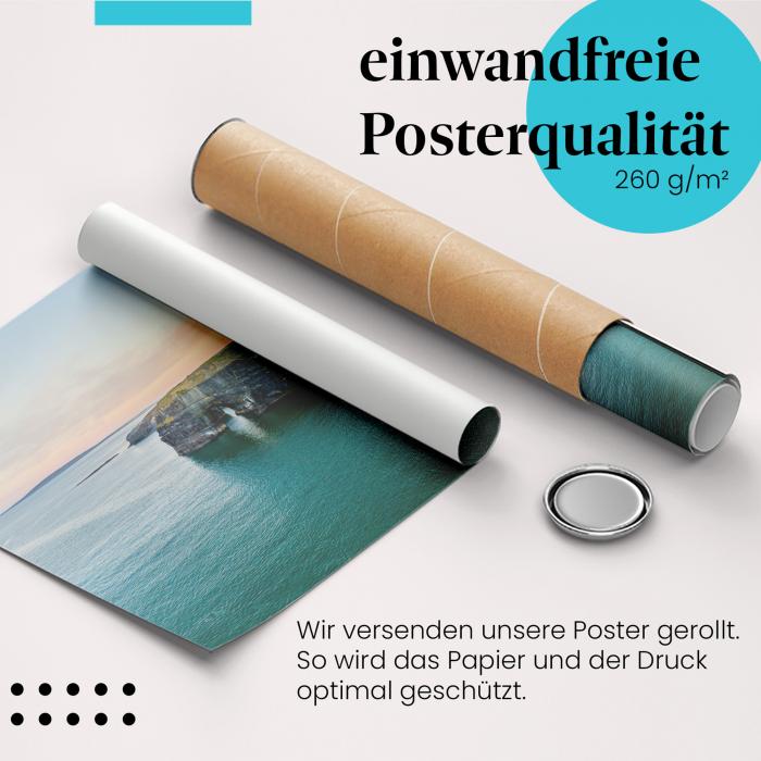 Gerolltes Poster "Irische Küste". Landschaft & Meer, sicher verpackt.