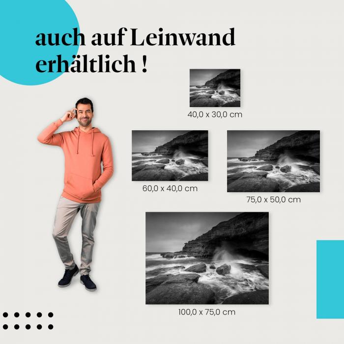 Steilküste: Leinwandbild. Wellen, Gischt, dramatisch.