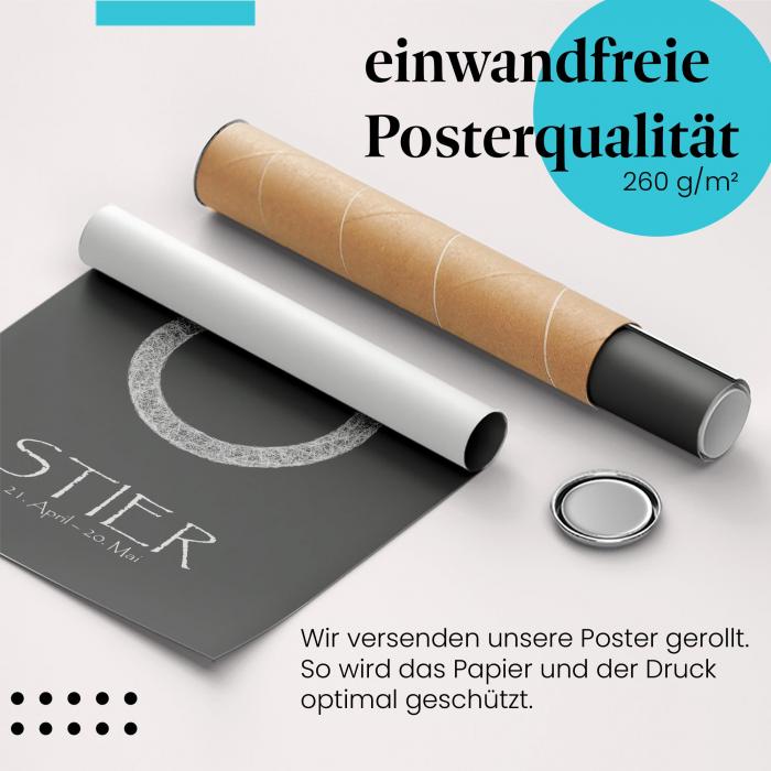 "Sternzeichen Stier": Gerolltes Poster, bodenständig.