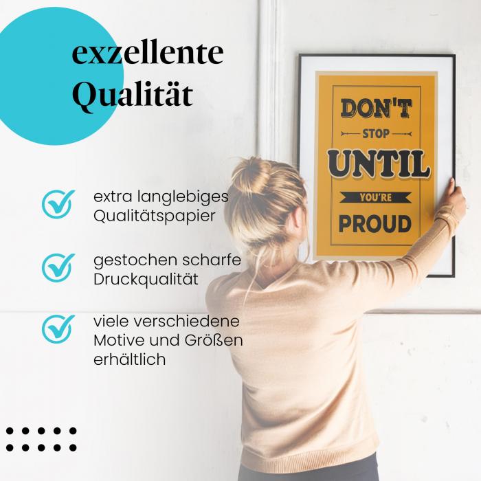 Gerahmtes Bild "Stolz & Erfolg". Motivierender Spruch, Vintage-Design.