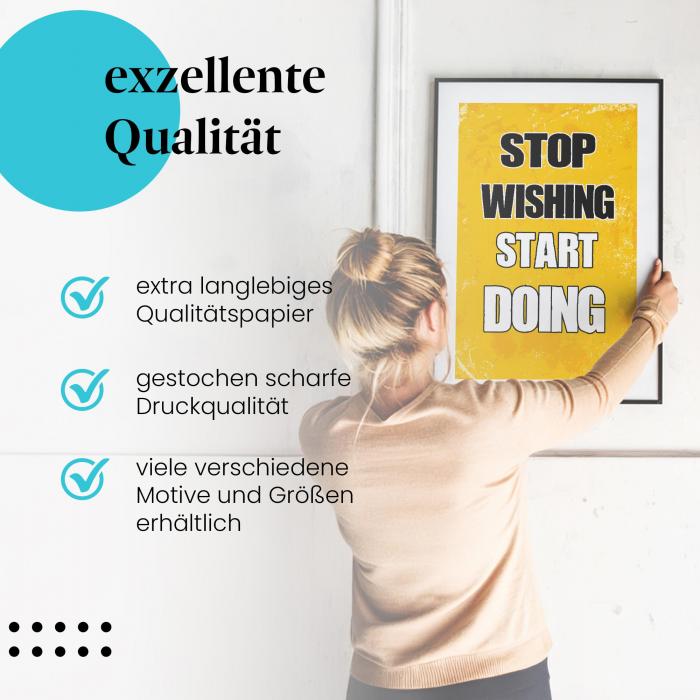 Gerahmtes Wandbild: "Stop Wishing Start Doing!".