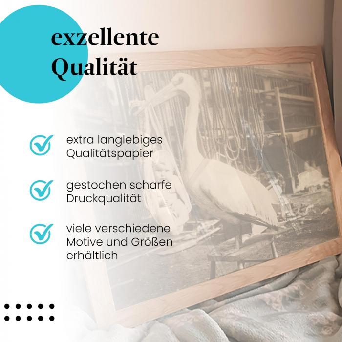 Preview: Vintage-Foto: Storch mit Baby | Postereck 0093