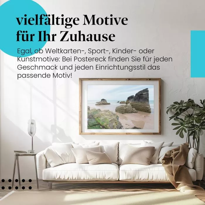 Steinformationen am Strand: Ruhe & Weite | Postereck 0493