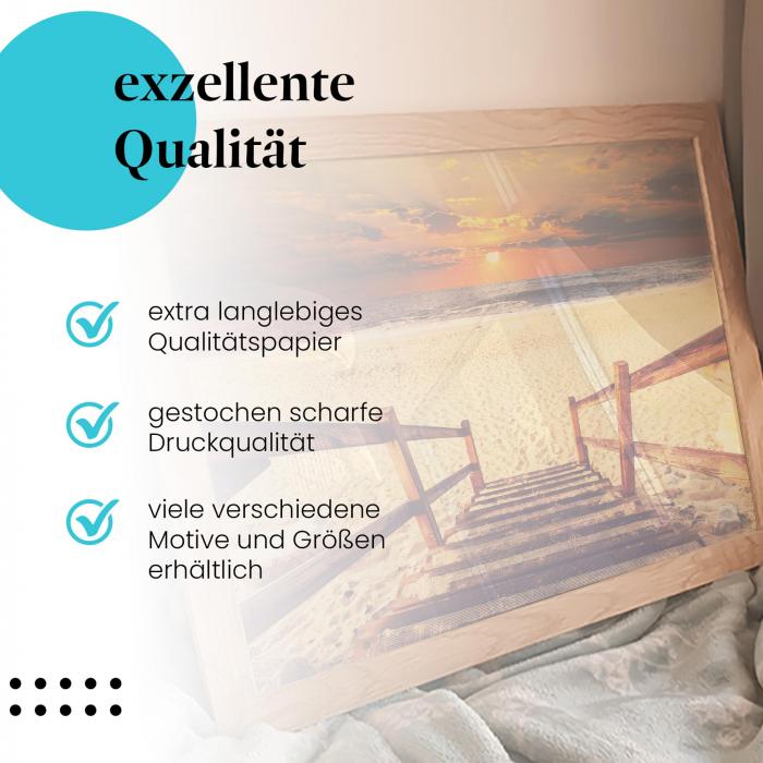 Preview: Sonnenuntergang am Strand: Holztreppe | Postereck 1458