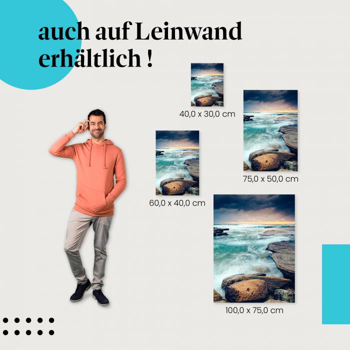 Küste: Leinwandbild. Felsen, Wellen, dramatisch.