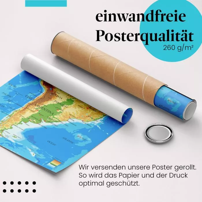 Südamerika: Topographische Karte | Postereck 1049