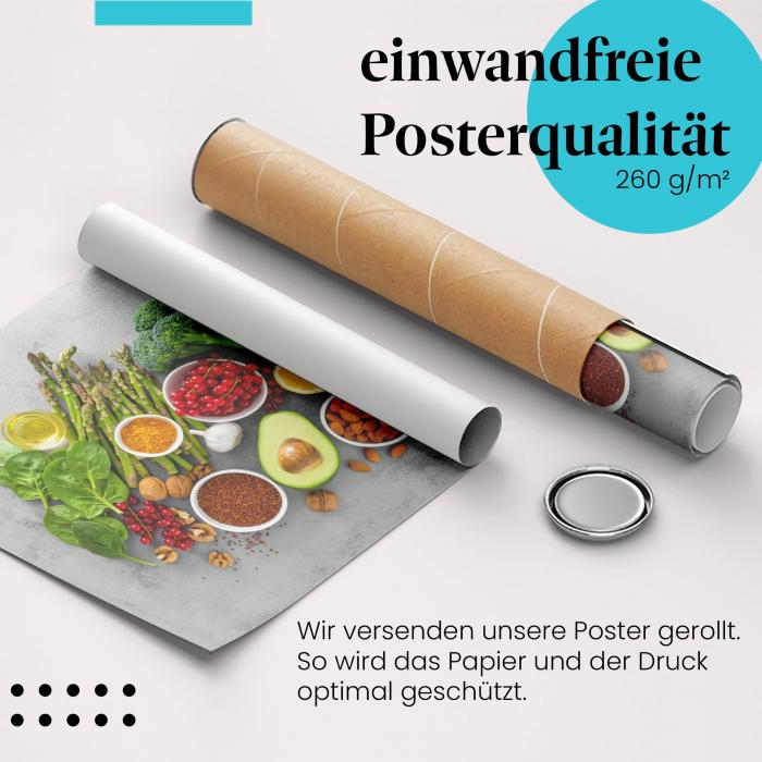 Gerolltes Poster "Superfoods" - Gesundheit & Ernährung, sicher verpackt.
