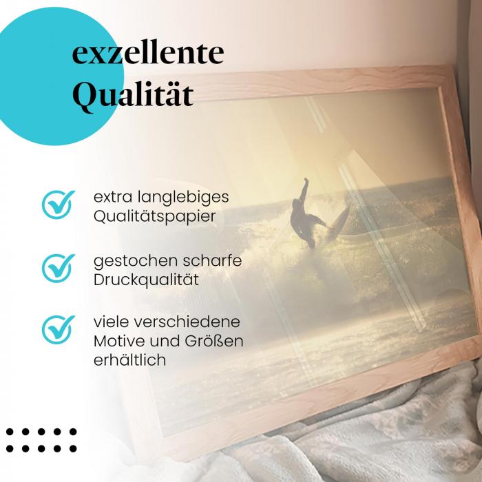 Preview: Surfer im Sonnenuntergang: Silhouette & Meer | Postereck 0187