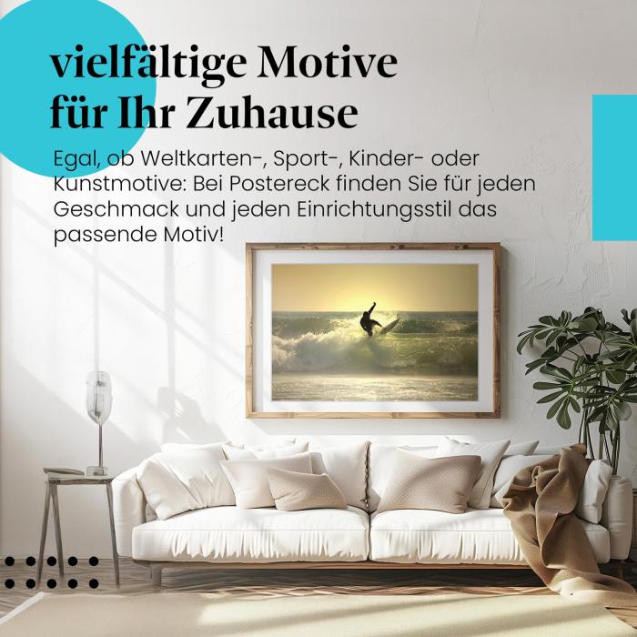 Preview: Surfer im Sonnenuntergang: Silhouette & Meer | Postereck 0187