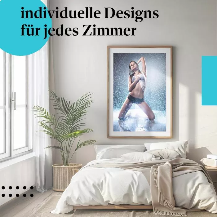 Tänzerin im Regen: Sinnliche Pose | Postereck 0516