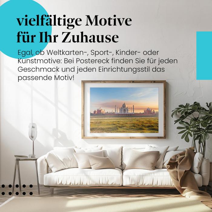 Leinwandbild "Taj Mahal": Indien, Sonnenuntergang - magischer Moment & ewige Liebe.
