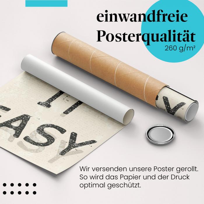 Gerolltes Poster "Take it easy" - Entspanntes Design, sicher verpackt.