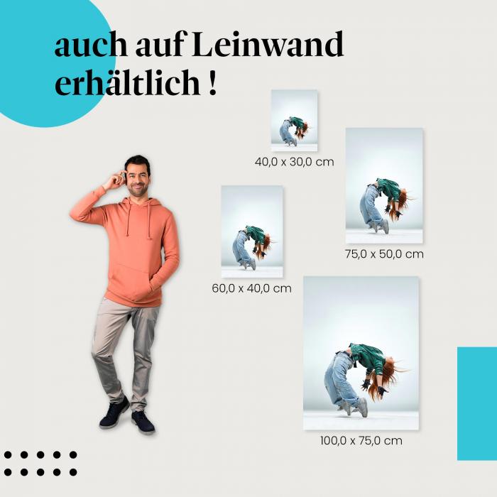 "Tänzerin in dynamischer Pose" Leinwandbild. Finde die ideale Größe für dein Zuhause & setze Akzente mit Kunst!