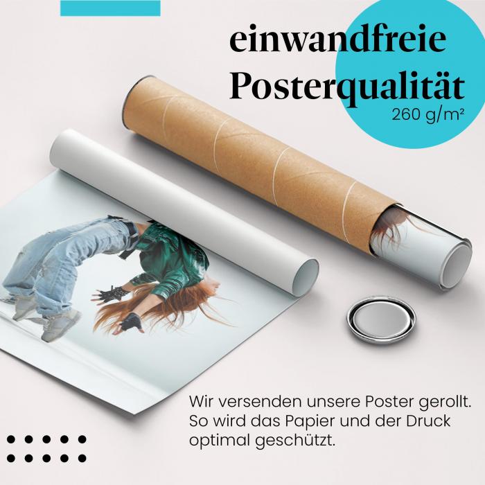 Gerolltes Poster "Tänzerin", dynamisch, anmutig.