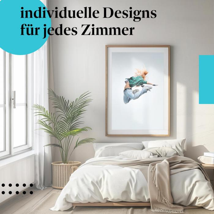 Schlafzimmer Deko: Energie mit "Tänzerin Sprung" Poster