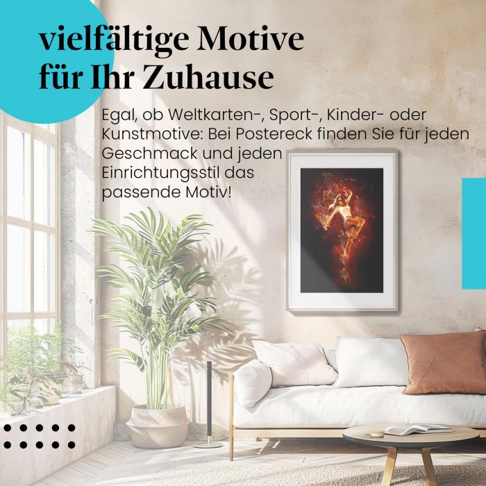 Leinwandbild "Tänzerin": Flammen & Rauch - Energie, Leidenschaft & Kunst.