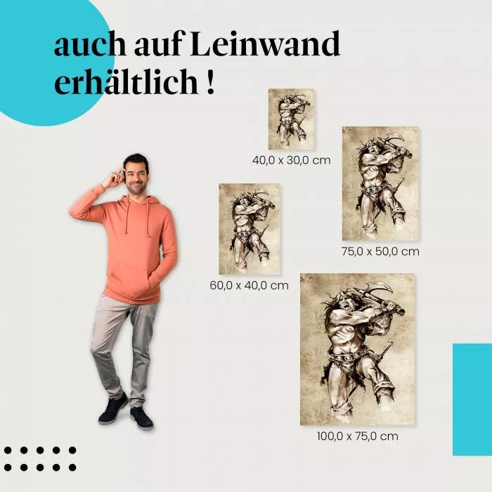 Wilder Barbar mit Axt: Fantasy-Kunst | Postereck 0048