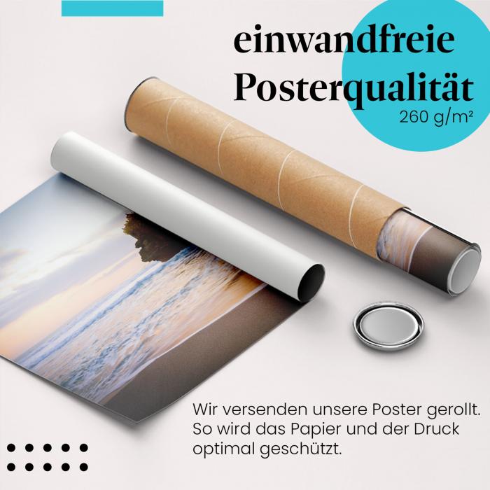 Gerolltes Poster "Sonnenuntergang", Meerestempel.