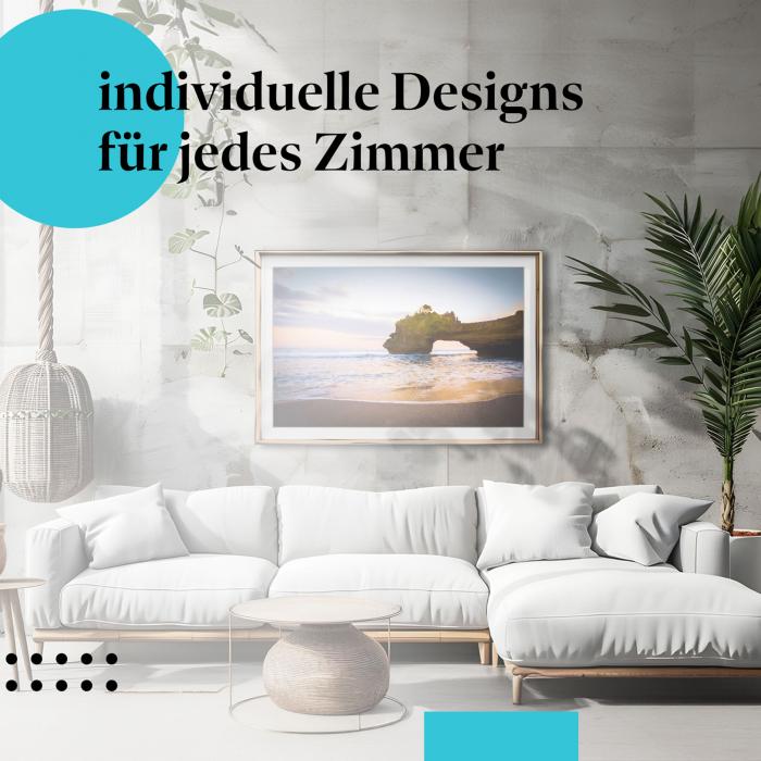 Tempel Poster: "Sonnenuntergang am Meerestempel" - Tempel, Meer & Sonne