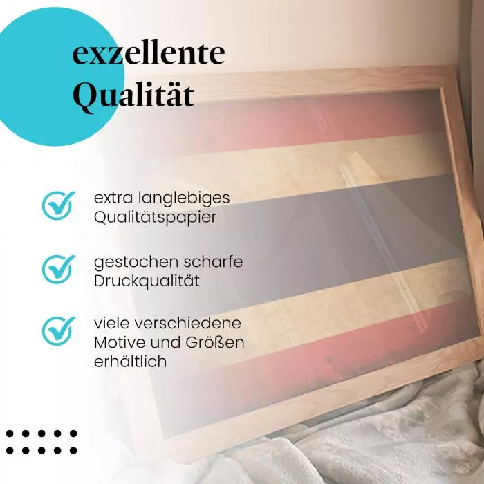  Thailand: Grunge Flagge im Vintage-Stil | Postereck 0303