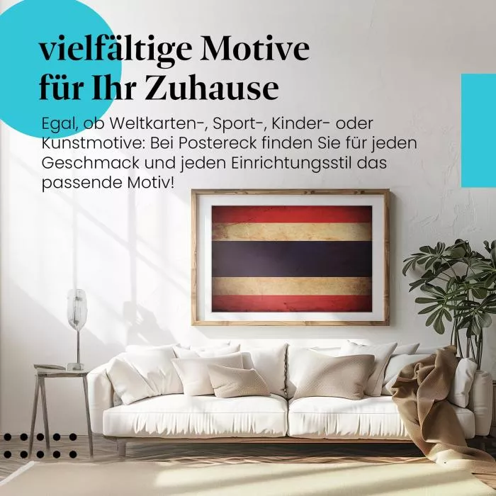  Thailand: Grunge Flagge im Vintage-Stil | Postereck 0303