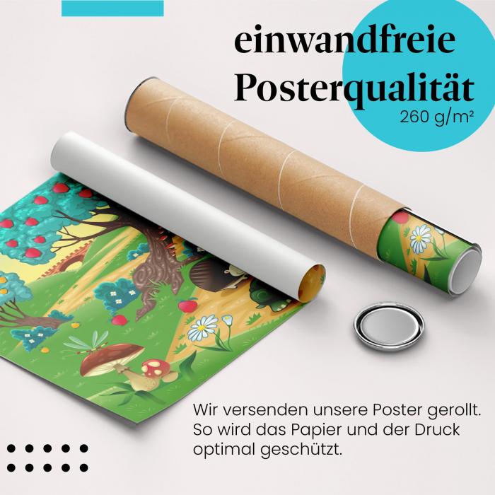 Gerolltes Poster "Apfelgarten", herbstlich.
