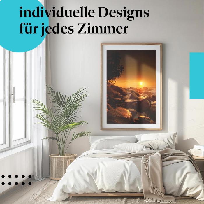 Schlafzimmer Deko: Tropen mit "Palmenstrand" Poster