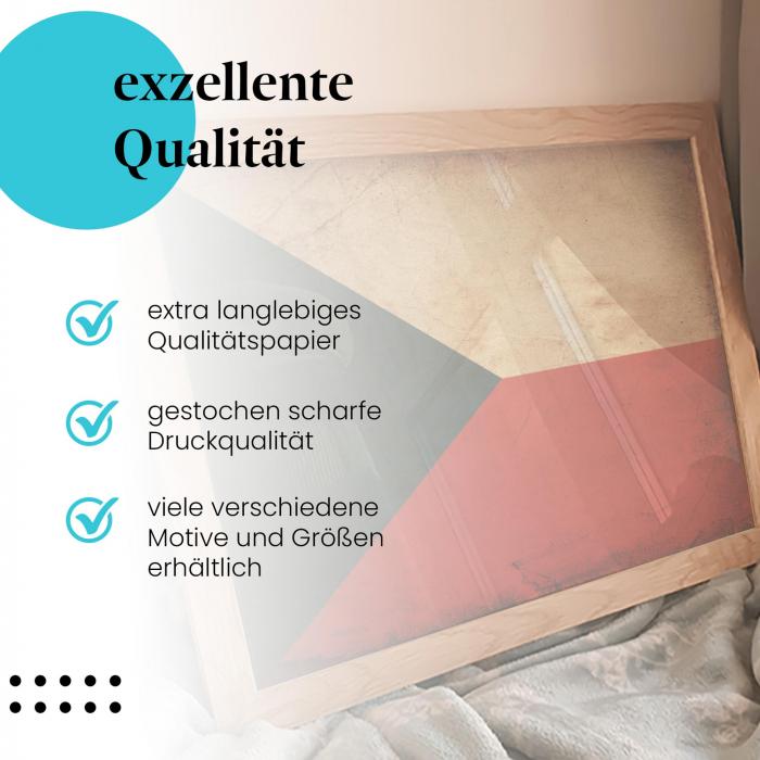 Preview:  Tschechien: Grunge Flagge im Vintage-Stil | Postereck 0318