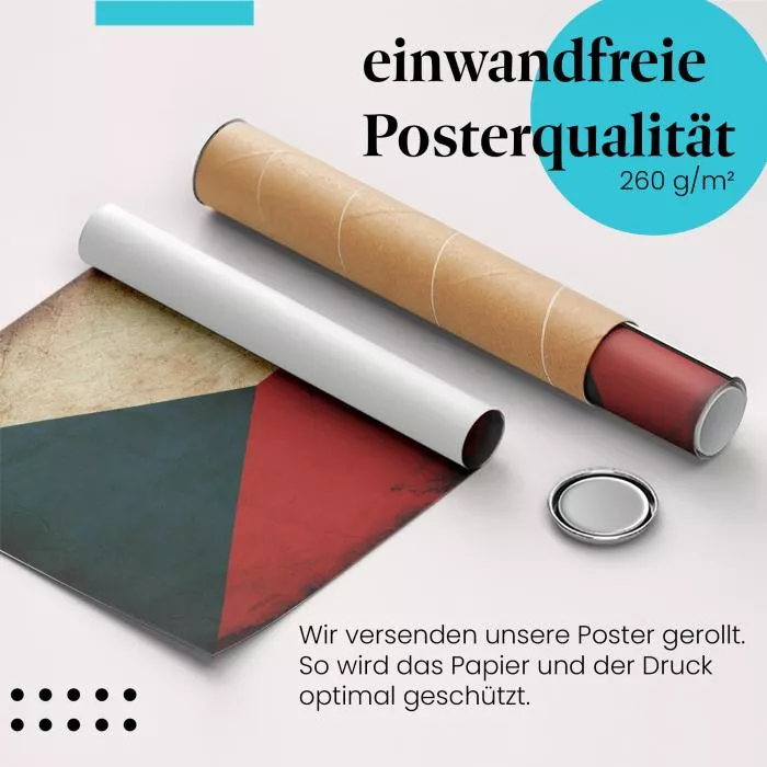  Tschechien: Grunge Flagge im Vintage-Stil | Postereck 0318