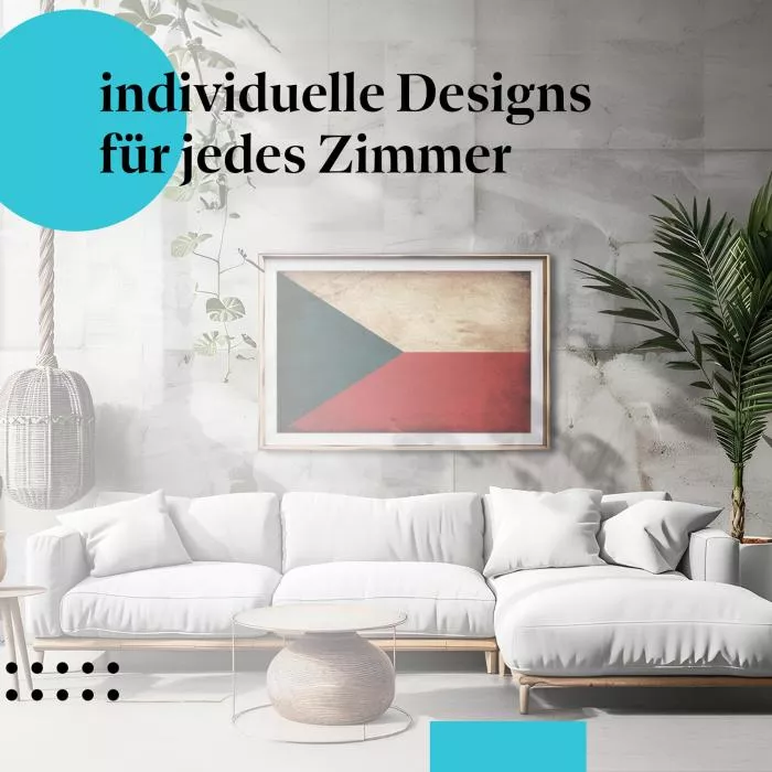  Tschechien: Grunge Flagge im Vintage-Stil | Postereck 0318