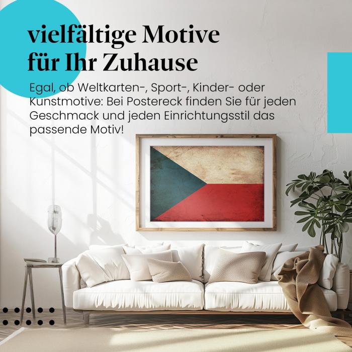 Preview:  Tschechien: Grunge Flagge im Vintage-Stil | Postereck 0318