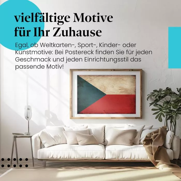  Tschechien: Grunge Flagge im Vintage-Stil | Postereck 0318