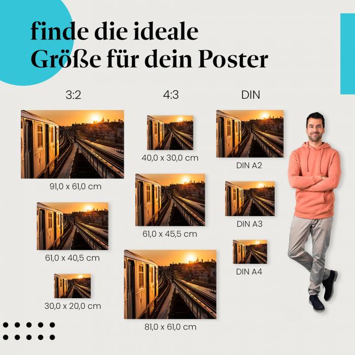 U-Bahn, Poster: New York, Skyline, Sonnenaufgang.