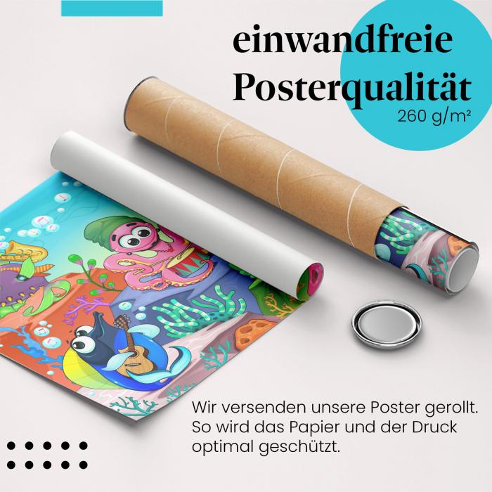 Gerolltes Poster "Konzert unter Wasser".