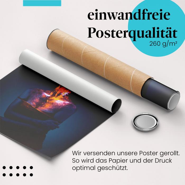 Gerolltes Poster "Leuchtende Körperkunst" - Körperkunst & Schwarzlicht, sicher verpackt.