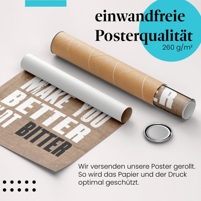 "Vergangenheit": Gerolltes Poster - stärken, Spruch.