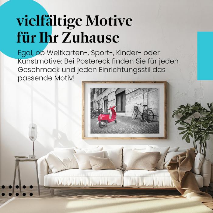 Leinwandbild "Vespa in Rom": Italienisches Flair in Schwarz-Weiß.